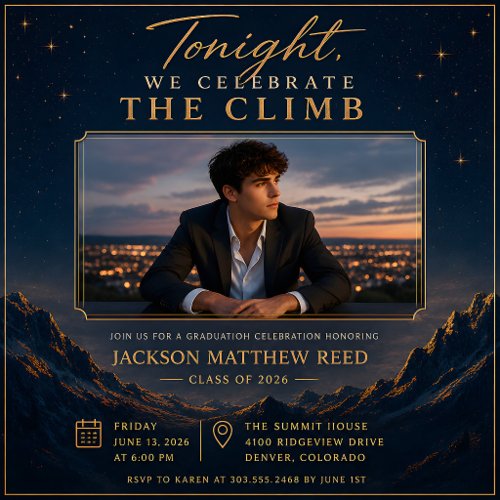 Elegant Mountain Graduation Invitation