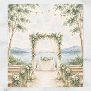Elegant Mountain Lake Wedding Envelope Liner