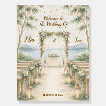 Elegant Mountain Lake Wedding Welcome Sign