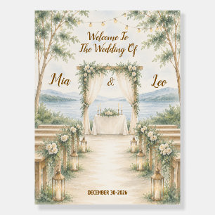 Elegant Mountain Lake Wedding Welcome Sign