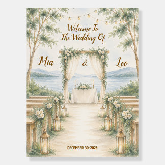 Elegant Mountain Lake Wedding Welcome Sign