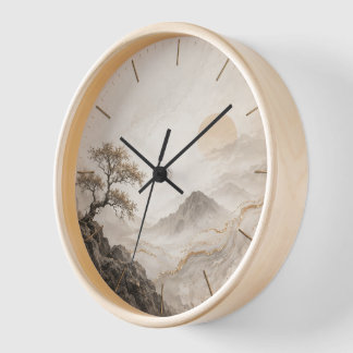 Elegant Mountain Landscape Wall Clock - Nature