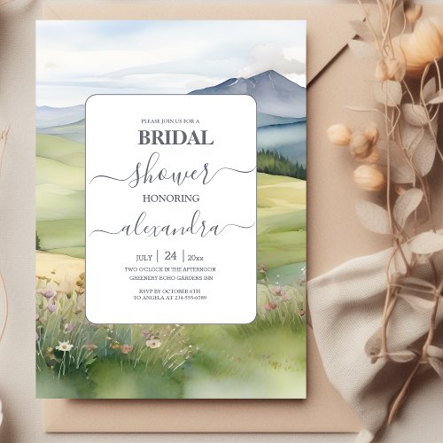 Elegant Mountain Meadow Bridal Shower Invitation
