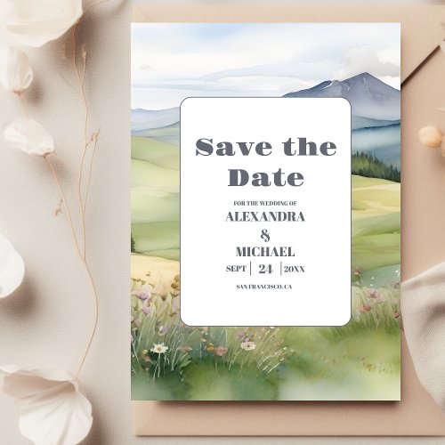 Elegant Mountain Meadow Wedding Save The Date