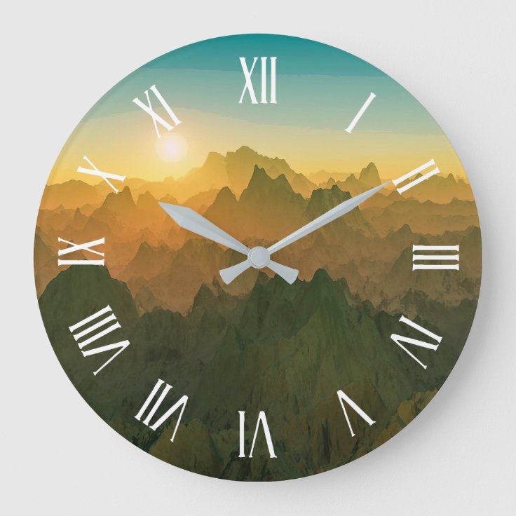 Elegant Mountain Range Artwork | Wall Clock | Zazzle