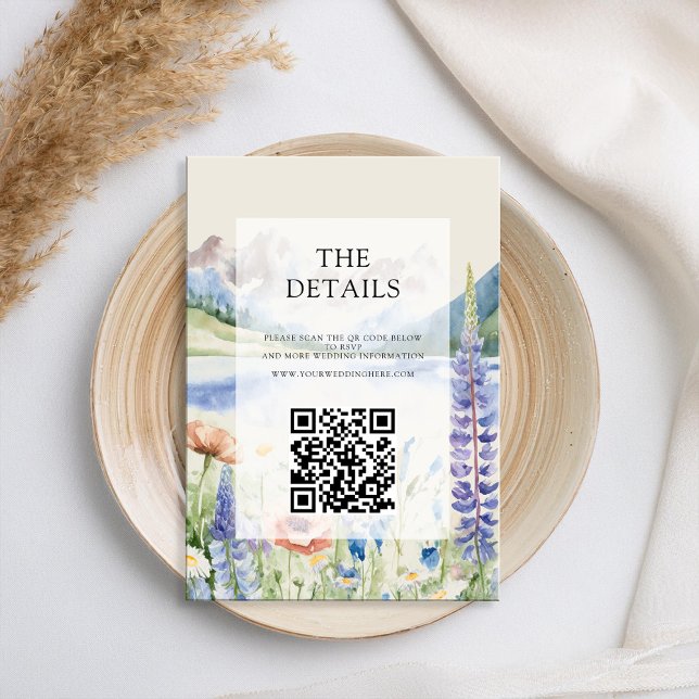 Elegant Mountain Wildflower Landscape Wedding Enclosure Card (Creator Uploaded)