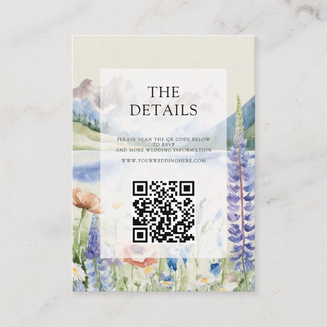 Elegant Mountain Wildflower Landscape Wedding Enclosure Card (Front)