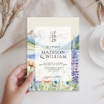 Elegant Mountain Wildflower Landscape Wedding Invitation<br><div class="desc">Rustic mountain landscape wedding invitation featuring wildflower watercolor design. Personalize with all of your details for a custom wedding invitation.</div>