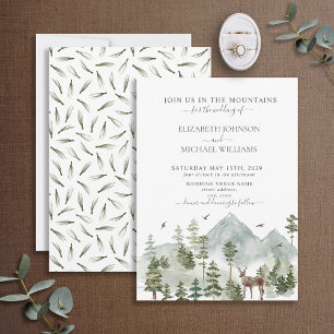 Elegant Mountain Woodland Forest Animals Wedding Invitation