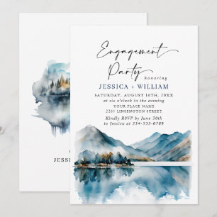Elegant Mountains Forest Engagement Party Invitation