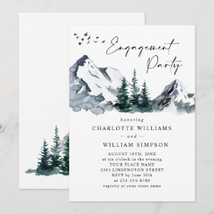 Elegant Mountains Forest Engagement Party Invitation