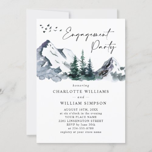 Elegant Mountains Forest Engagement Party Invitation