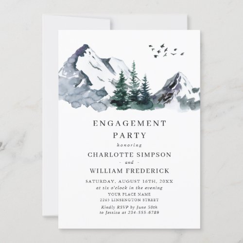 Elegant Mountains Forest ENGAGEMENT PARTY Invitation