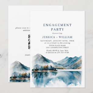 Elegant Mountains Forest Engagement Party QR code Invitation