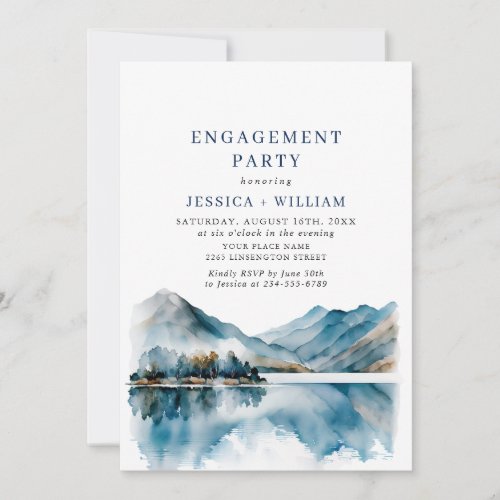 Elegant Mountains Forest Engagement Party QR code Invitation