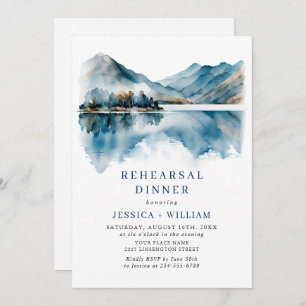 Elegant Mountains Forest Rehearsal Dinner Photo Invitation