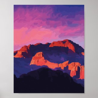 Elegant Mountains Modern Art Colorful 