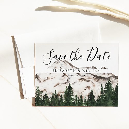 Elegant Mountains Save The Date Postcard