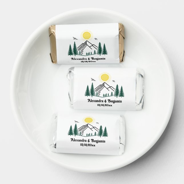 Elegant Mountains Trees Sun Birds Couple Name Dt Hershey's Miniatures (Creator Uploaded)