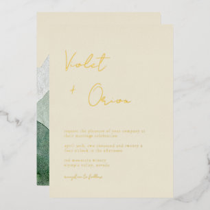 Elegant Mountains Wedding Gold Foil Invitation