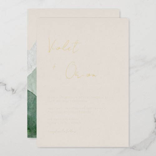 Elegant Mountains Wedding Gold Foil Invitation