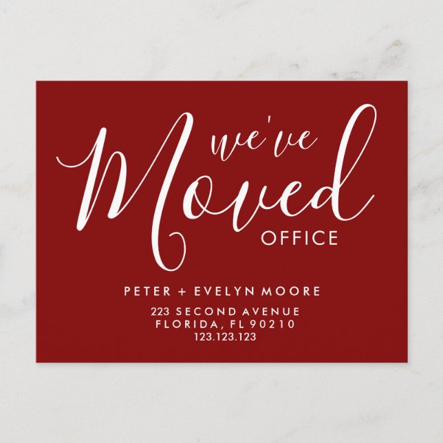 elegant moved office business announcement postcard (Front)