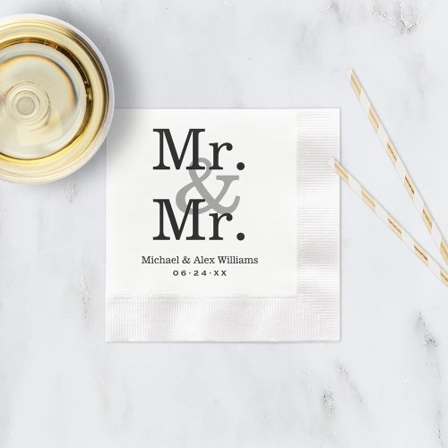 Elegant Mr and Mr Black Gray Wedding Monogram Napkins