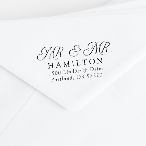 Elegant Mr and Mr Wedding Return Address Rubber Stamp