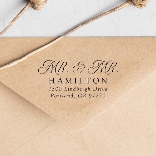 Elegant Mr and Mr Wedding Return Address Self_inking Stamp