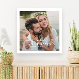 Elegant Mr and Mrs Calligraphy Wedding Canvas Print