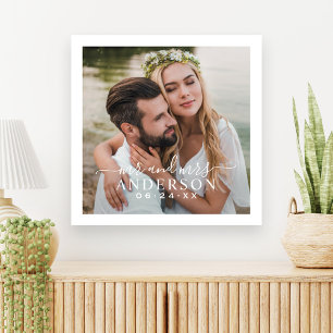 Elegant Mr and Mrs Calligraphy Wedding Canvas Print