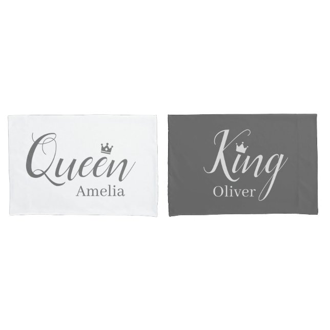 Elegant Mr. and Mrs. | King and Queen Modern Minim Pillow Case (Front-Set)