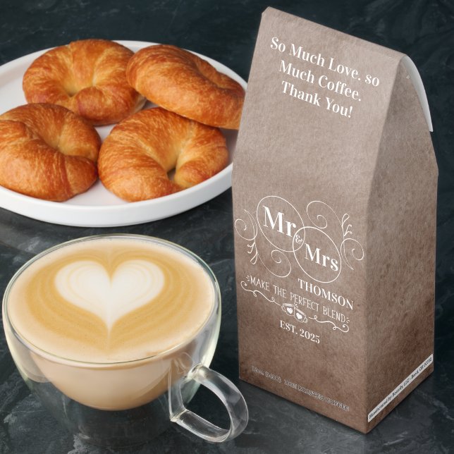 Elegant Mr and Mrs Make the Perfect Blend Monogram Roasted Coffee (Breakfast)