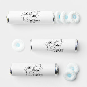 elegant mr and mrs monogram black and white breath savers® mints