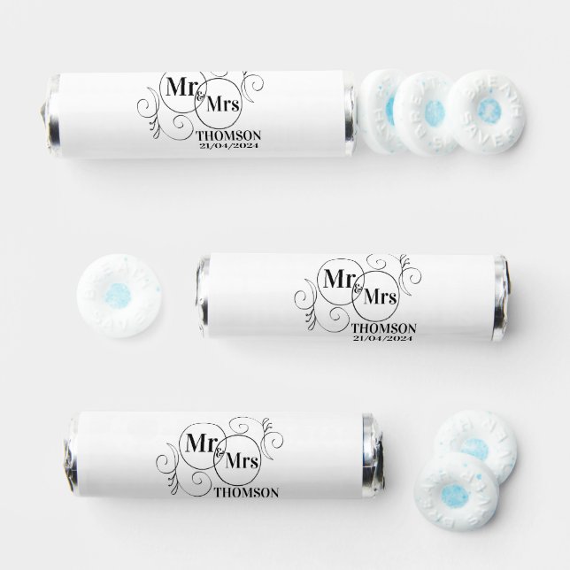 elegant mr and mrs monogram black and white  breath savers® mints (Assorted)