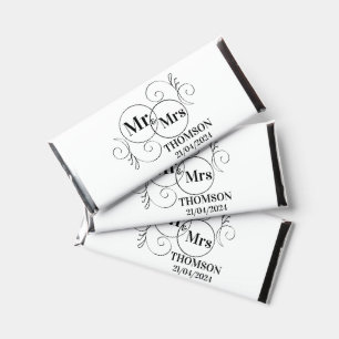 elegant mr and mrs monogram black and white candy hershey bar favors
