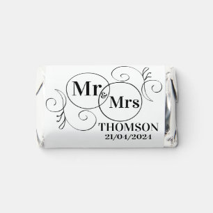 elegant mr and mrs monogram black and white hershey's miniatures