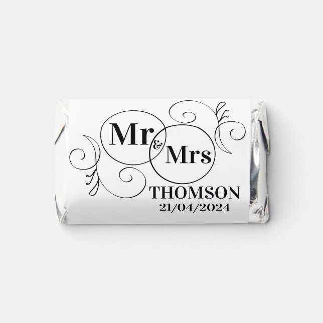 elegant mr and mrs monogram black and white hershey's miniatures (Front)
