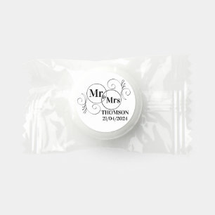 elegant mr and mrs monogram black and white  life saver® mints