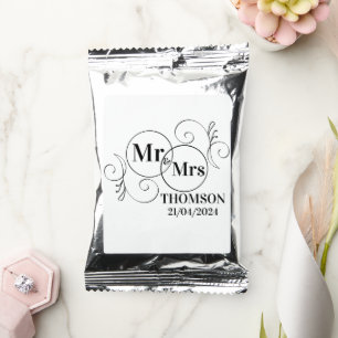 elegant mr and mrs monogram black and white modern coffee drink mix