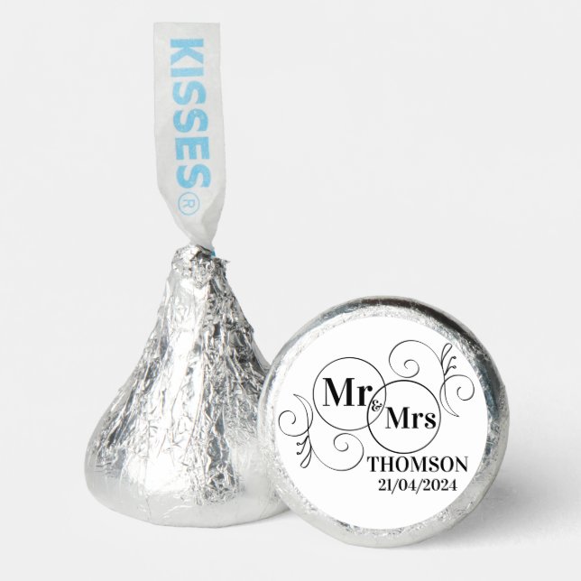 elegant mr and mrs monogram bride and groom names  hershey®'s kisses® (Front)