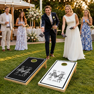 Elegant Mr and Mrs Monogram Wedding Cornhole Set