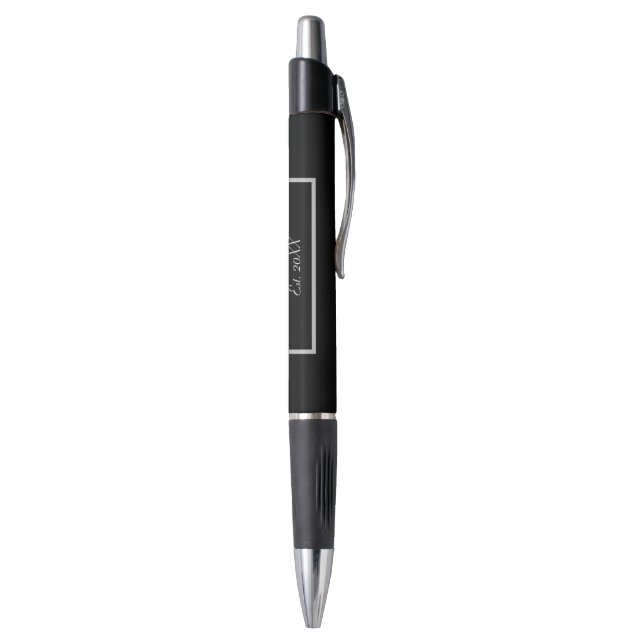 Elegant Mr and Mrs Name Black Wedding Favor Pen (Bottom (Vertical))