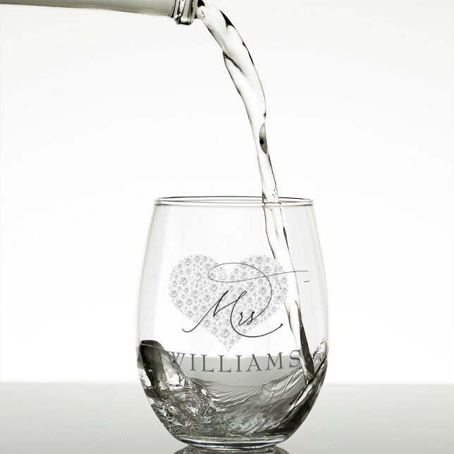 Elegant Mr. and Mrs. Personalized  Stemless Wine Glass (Elegant Mr. and Mrs. Personalized Stemless Wine Glass)