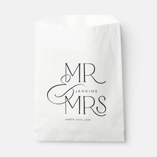 Elegant Mr and Mrs Personalized Wedding Favor Bag