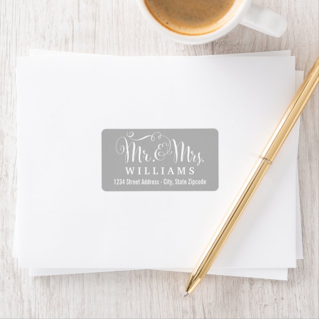 Elegant Mr and Mrs Script Wedding Return Address Label (Insitu)