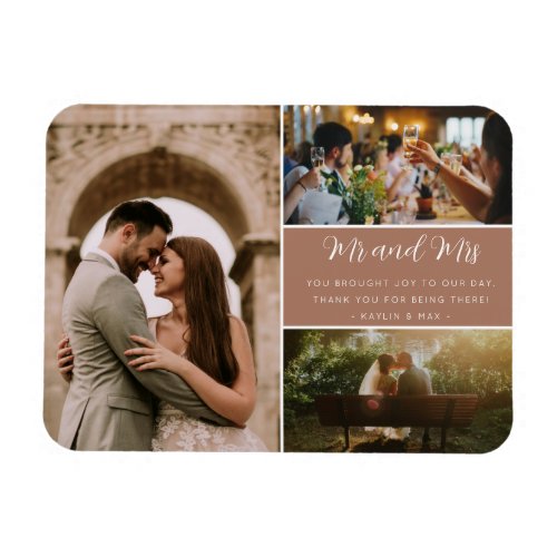 Elegant Mr and Mrs Thank You Photo Collage Magnet