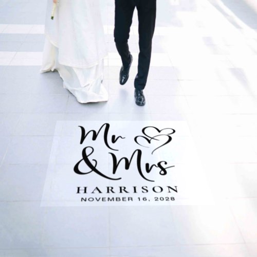 Elegant Mr and Mrs Wedding Floor Decals