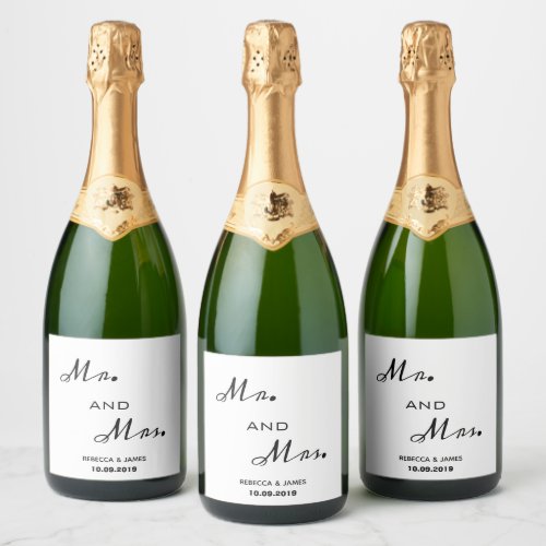 Elegant Mr And Mrs Wedding Party Sparkling Wine Label