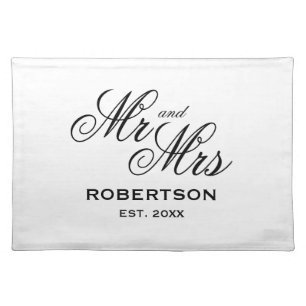 Elegant Mr and Mrs wedding reception Cloth Placemat